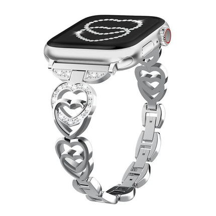 xDfind Double Heart Diamond Metal Watch Band