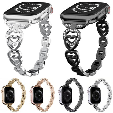 xDfind Double Heart Diamond Metal Watch Band - DealBuddy