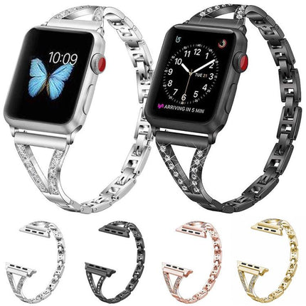 xDfind Herringbone Diamond Stainless Steel Watch Band, For Apple Watch 42 / 44 / 45 / 46 / 49mm, For Apple Watch 38 / 40 / 41 / S10 42mm