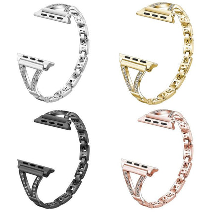xDfind Herringbone Diamond Stainless Steel Watch Band, For Apple Watch 42 / 44 / 45 / 46 / 49mm, For Apple Watch 38 / 40 / 41 / S10 42mm