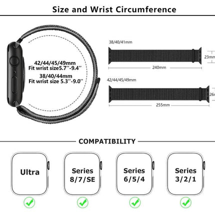 Basic Nylon Loop Watch Band with 3D Curved Film, For Apple Watch Series 40mm, For Apple Watch Ultra 2 / 1 49mm, For Apple Watch Series 45mm
