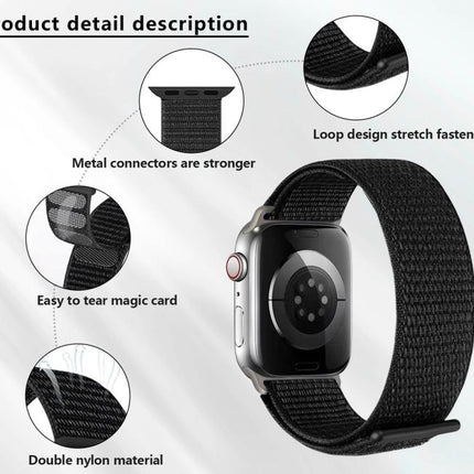 Basic Nylon Loop Watch Band with 3D Curved Film, For Apple Watch Series 10 46mm, For Apple Watch Series 10 42mm, For Apple Watch Series 44mm