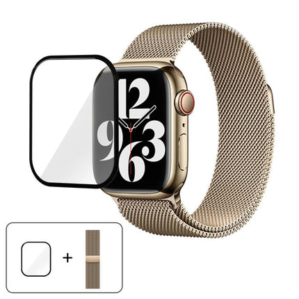 Milanese Stainless Steel Watch Band with 3D Curved Film, For Apple Watch Series 10 46mm, For Apple Watch Series 10 42mm, For Apple Watch Series 44mm - DealBuddy