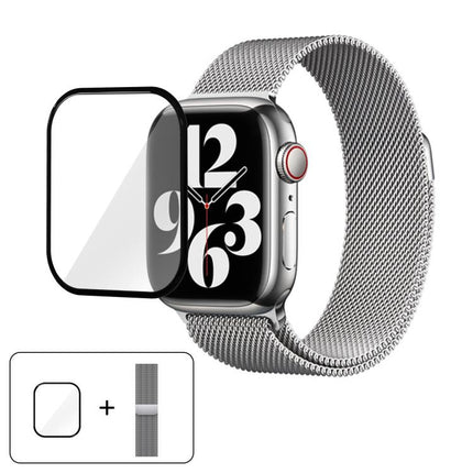 Milanese Stainless Steel Watch Band with 3D Curved Film, For Apple Watch Series 10 46mm, For Apple Watch Series 10 42mm, For Apple Watch Series 44mm - DealBuddy