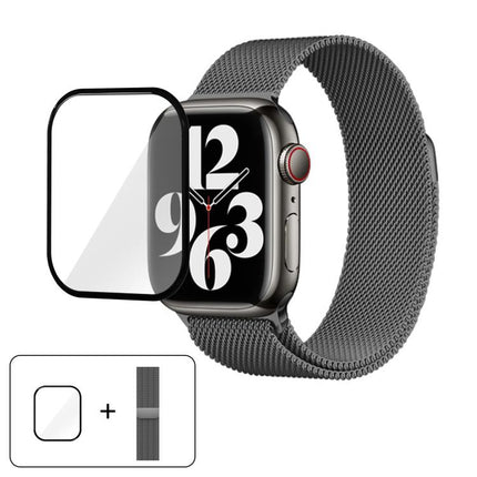 Milanese Stainless Steel Watch Band with 3D Curved Film, For Apple Watch Series 10 46mm, For Apple Watch Series 10 42mm, For Apple Watch Series 44mm - DealBuddy
