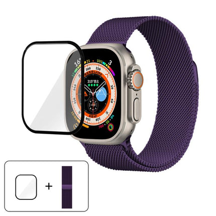 Milanese Stainless Steel Watch Band with 3D Curved Film, For Apple Watch Series 40mm, For Apple Watch Ultra 2 / 1 49mm, For Apple Watch Series 45mm - DealBuddy