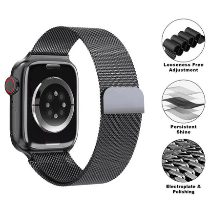Milanese Stainless Steel Watch Band with 3D Curved Film, For Apple Watch Series 40mm, For Apple Watch Ultra 2 / 1 49mm, For Apple Watch Series 45mm - DealBuddy