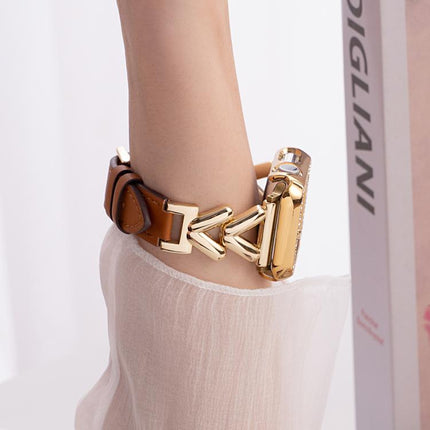 xDfind V-shaped Metal Hybrid Leather Watch Band - DealBuddy