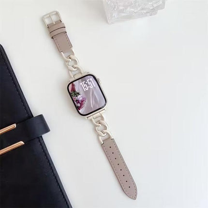 xDfind Denim Chain Metal Hybrid Leather Watch Band, For Apple Watch 42 / 44 / 45 / 46 / 49mm, For Apple Watch 38 / 40 / 41 / S10 42mm - DealBuddy