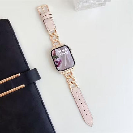 xDfind Denim Chain Metal Hybrid Leather Watch Band, For Apple Watch 42 / 44 / 45 / 46 / 49mm, For Apple Watch 38 / 40 / 41 / S10 42mm - DealBuddy