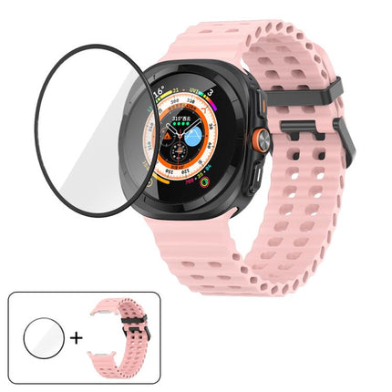 Marine Double Buckle Silicone Watch Band with 3D Curved Film, For Samsung Galaxy Watch Ultra 2025, For Samsung Galaxy Watch Ultra 47mm - DealBuddy