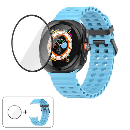 Marine Double Buckle Silicone Watch Band with 3D Curved Film