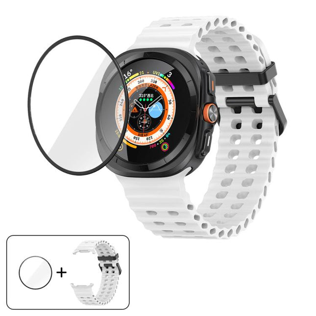 Marine Double Buckle Silicone Watch Band with 3D Curved Film, For Samsung Galaxy Watch Ultra 2025, For Samsung Galaxy Watch Ultra 47mm - DealBuddy