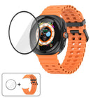 Marine Double Buckle Silicone Watch Band with 3D Curved Film