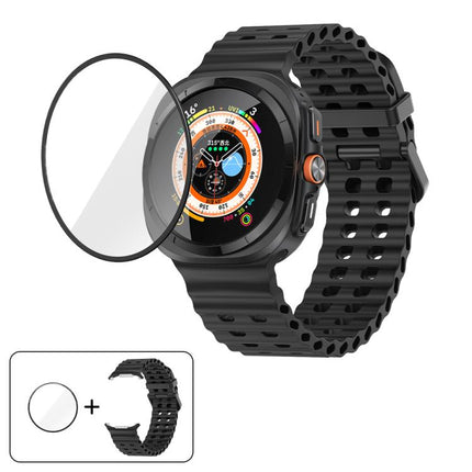 Marine Double Buckle Silicone Watch Band with 3D Curved Film, For Samsung Galaxy Watch Ultra 2025, For Samsung Galaxy Watch Ultra 47mm - DealBuddy