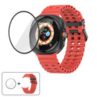 Marine Double Buckle Silicone Watch Band with 3D Curved Film