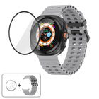 Marine Double Buckle Silicone Watch Band with 3D Curved Film