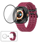 Marine Double Buckle Silicone Watch Band with 3D Curved Film