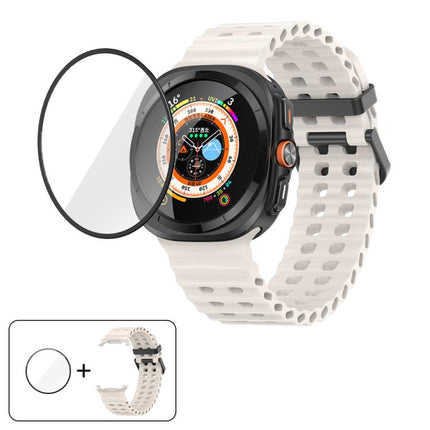 Marine Double Buckle Silicone Watch Band with 3D Curved Film