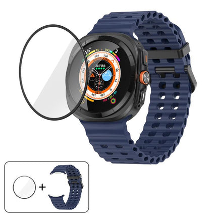 Marine Double Buckle Silicone Watch Band with 3D Curved Film