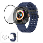 Marine Double Buckle Silicone Watch Band with 3D Curved Film