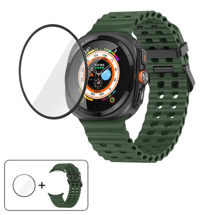 Marine Double Buckle Silicone Watch Band with 3D Curved Film, For Samsung Galaxy Watch Ultra 2025, For Samsung Galaxy Watch Ultra 47mm - DealBuddy