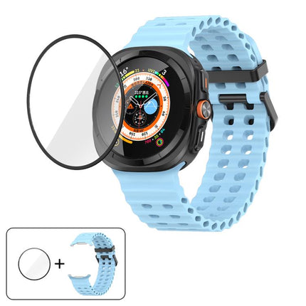 Marine Double Buckle Silicone Watch Band with 3D Curved Film, For Samsung Galaxy Watch Ultra 2025, For Samsung Galaxy Watch Ultra 47mm - DealBuddy