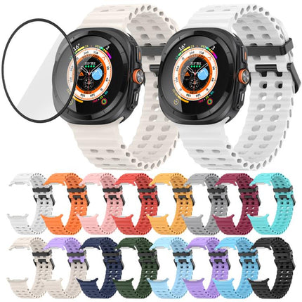 Marine Double Buckle Silicone Watch Band with 3D Curved Film