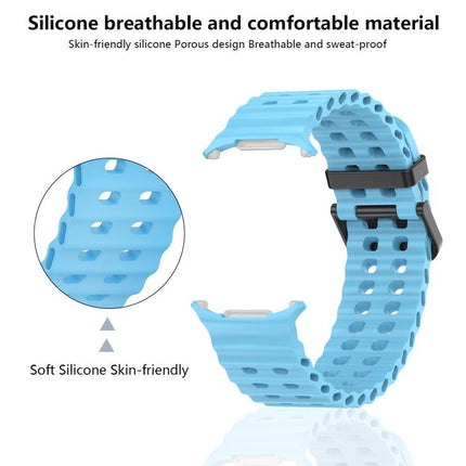Marine Double Buckle Silicone Watch Band with 3D Curved Film