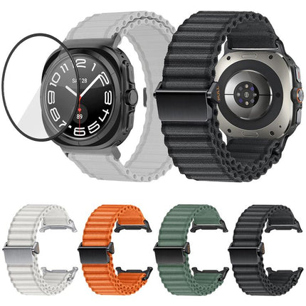 Marine Loop Nylon Watch Band with 3D Curved Film, For Samsung Galaxy Watch Ultra 2025, For Samsung Galaxy Watch Ultra 47mm - DealBuddy