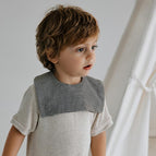 Brown Striped Square Collar