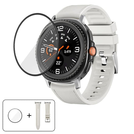 Silicone Leather Skin Watch Band with 3D Curved Film, For Galaxy Watch9 / 8 44mm, For Galaxy Watch9 / 8 40mm, For Galaxy Watch8 Classic 46mm