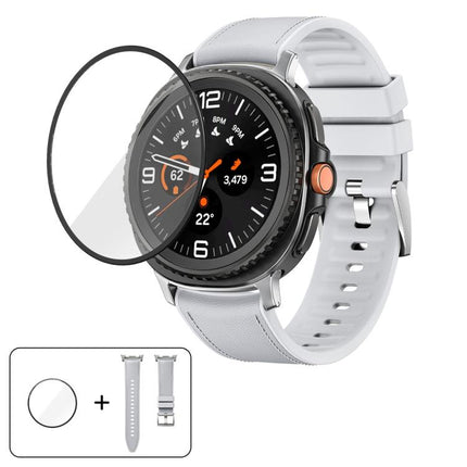 Silicone Leather Skin Watch Band with 3D Curved Film, For Galaxy Watch9 / 8 44mm, For Galaxy Watch9 / 8 40mm, For Galaxy Watch8 Classic 46mm