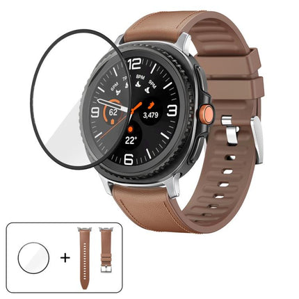 Silicone Leather Skin Watch Band with 3D Curved Film, For Galaxy Watch9 / 8 44mm, For Galaxy Watch9 / 8 40mm, For Galaxy Watch8 Classic 46mm