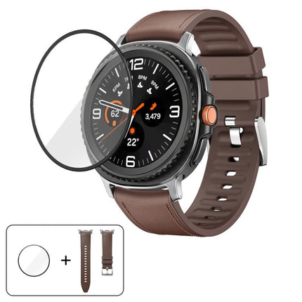 Silicone Leather Skin Watch Band with 3D Curved Film, For Galaxy Watch9 / 8 44mm, For Galaxy Watch9 / 8 40mm, For Galaxy Watch8 Classic 46mm