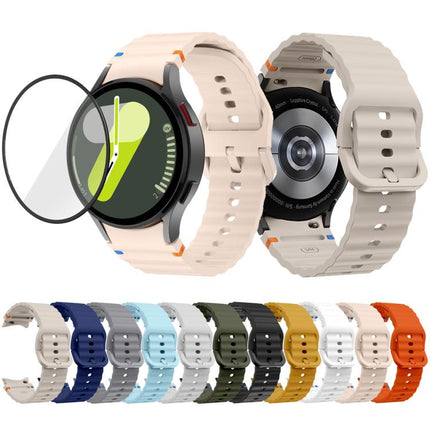 Wave Stitching Silicone Watch Band with 3D Curved Film, For Samsung Galaxy Watch4 Classic 46mm, For Samsung Galaxy Watch4 Classic 42mm, For Samsung Galaxy Watch5 Active 40mm, For Samsung Galaxy Watch5 Active 44mm - DealBuddy