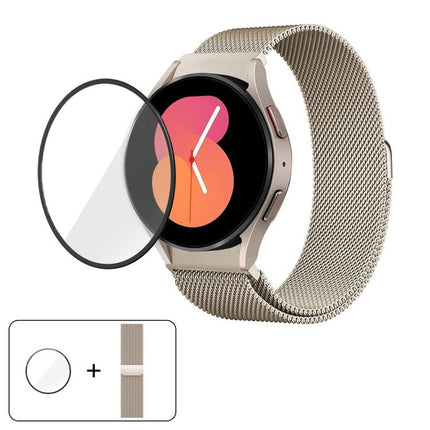 Milanese Magnetic Stainless Steel Watch Band with 3D Curved Film, For Samsung Galaxy Watch6 Classic 43mm, For Samsung Galaxy Watch5 44mm, For Samsung Galaxy Watch5 Pro 45mm, For Samsung Galaxy Watch5 40mm, For Samsung Galaxy Watch4 44mm                ... - DealBuddy