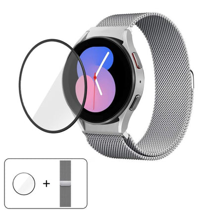 Milanese Magnetic Stainless Steel Watch Band with 3D Curved Film, For Samsung Galaxy Watch6 Classic 43mm, For Samsung Galaxy Watch5 44mm, For Samsung Galaxy Watch5 Pro 45mm, For Samsung Galaxy Watch5 40mm, For Samsung Galaxy Watch4 44mm                ... - DealBuddy