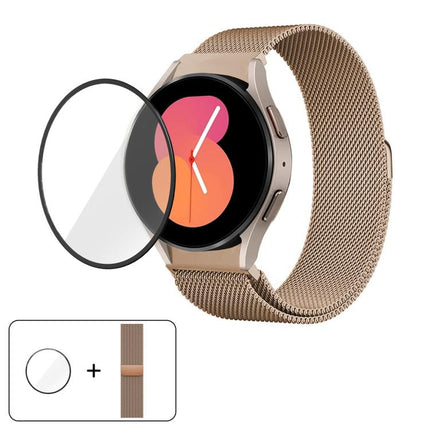 Milanese Magnetic Stainless Steel Watch Band with 3D Curved Film, For Samsung Galaxy Watch4 Classic 46mm, For Samsung Galaxy Watch4 Classic 42mm, For Samsung Galaxy Watch5 Active 40mm, For Samsung Galaxy Watch5 Active 44mm                              ... - DealBuddy
