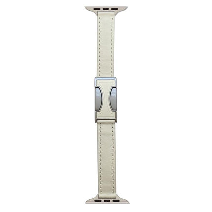 Magnetic Buckle 14mm Plain Genuine Leather Watch Band, For Apple Watch 46mm / 49mm / 45mm / 44mm, For Apple Watch 42mm / 41mm / 40mm / 38mm - DealBuddy