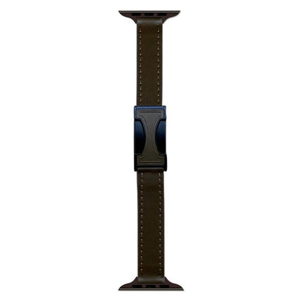 Magnetic Buckle 14mm Plain Genuine Leather Watch Band, For Apple Watch 46mm / 49mm / 45mm / 44mm, For Apple Watch 42mm / 41mm / 40mm / 38mm - DealBuddy