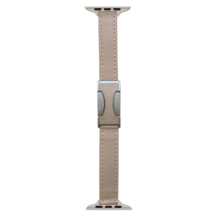 Magnetic Buckle 14mm Plain Genuine Leather Watch Band, For Apple Watch 46mm / 49mm / 45mm / 44mm, For Apple Watch 42mm / 41mm / 40mm / 38mm - DealBuddy