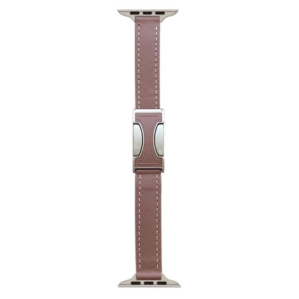 Magnetic Buckle 14mm Plain Genuine Leather Watch Band, For Apple Watch 46mm / 49mm / 45mm / 44mm, For Apple Watch 42mm / 41mm / 40mm / 38mm - DealBuddy