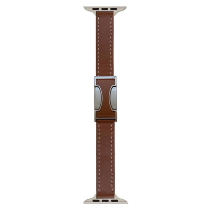 Magnetic Buckle 14mm Plain Genuine Leather Watch Band, For Apple Watch 46mm / 49mm / 45mm / 44mm, For Apple Watch 42mm / 41mm / 40mm / 38mm - DealBuddy