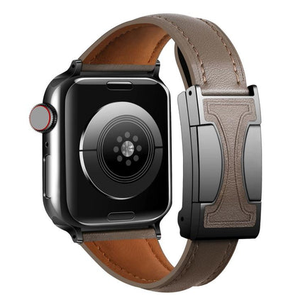 Magnetic Buckle Small Waist Plain Genuine Leather Watch Band, For Apple Watch 46mm / 49mm / 45mm / 44mm, For Apple Watch 42mm / 41mm / 40mm / 38mm - DealBuddy