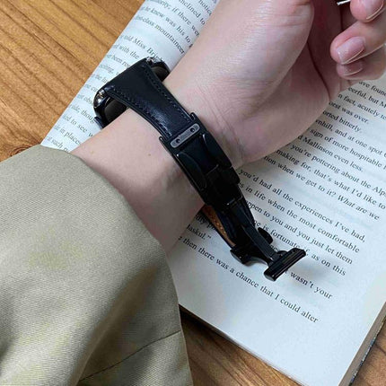 Magnetic Buckle Small Waist Plain Genuine Leather Watch Band, For Apple Watch 46mm / 49mm / 45mm / 44mm, For Apple Watch 42mm / 41mm / 40mm / 38mm - DealBuddy