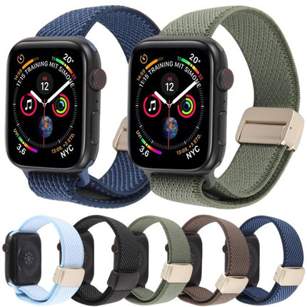 Twill Two Color Elastic Nylon Magnetic Buckle Watch Band, For Apple Watch 46mm / 49mm / 45mm / 44mm, For Apple Watch 42mm / 41mm / 40mm / 38mm - DealBuddy