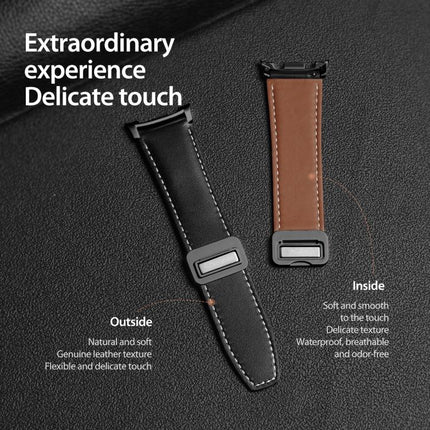 DUX DUCIS YA Series Magnetic Buckle Genuine Leather Watch Band, For Samsung Galaxy Watch8 / Watch8 Classic - DealBuddy