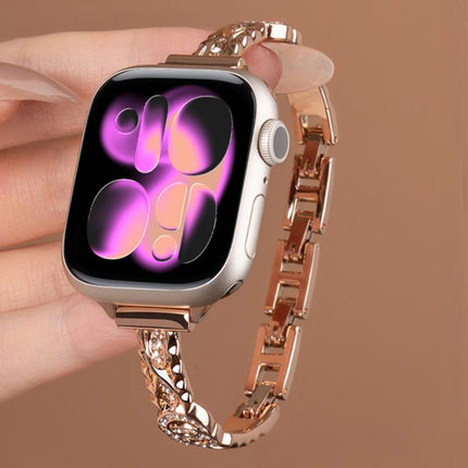 xDfind Thin Bracelet Diamond Metal Stainless Steel Watch Band, For Apple Watch 42 / 44 / 45 / 46 / 49mm, For Apple Watch 38 / 40 / 41 / S10 42mm - DealBuddy