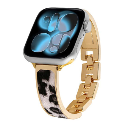Leopard Print Bracelet Alloy Watch Band, For Apple Watch 46mm / 49mm / 45mm / 44mm, For Apple Watch 42mm / 41mm / 40mm / 38mm - DealBuddy